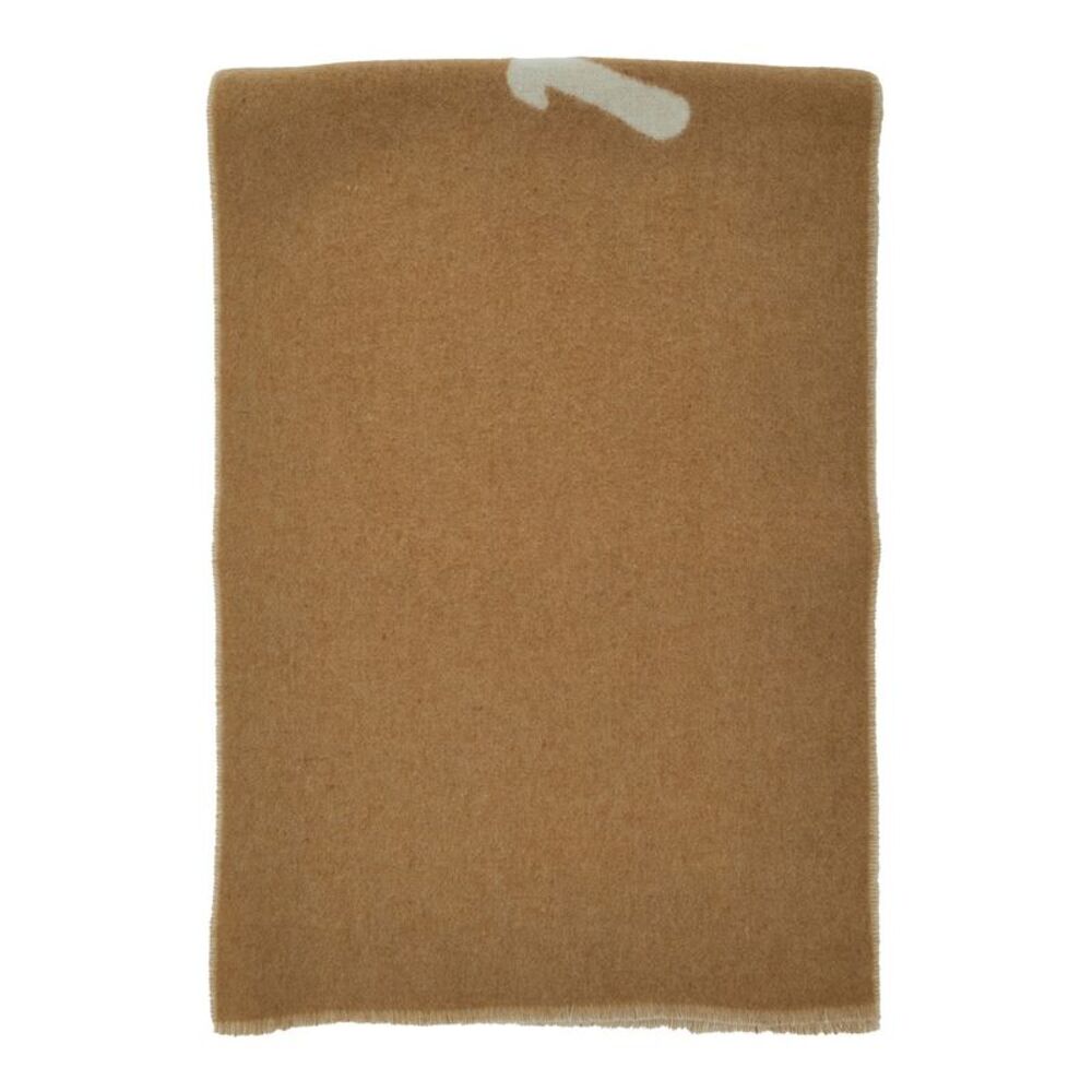 Maison Kitsune Men Beige Bicolor Scarf With Logo Lettering In Wool Blend Man
